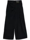 Loewe Navy Blue Draped Wool Trousers In Black