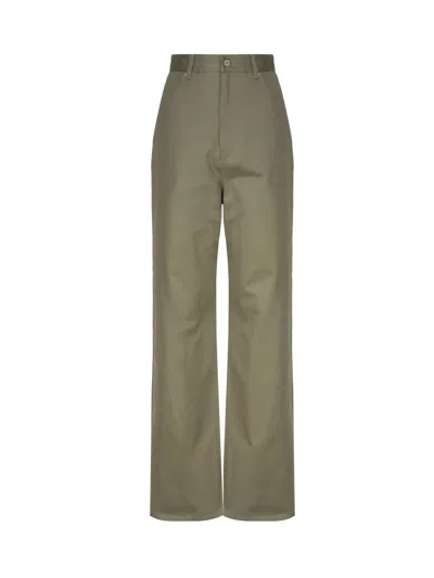 Loewe Trousers Crafted In Lightweight Cotton Drill In Military Green