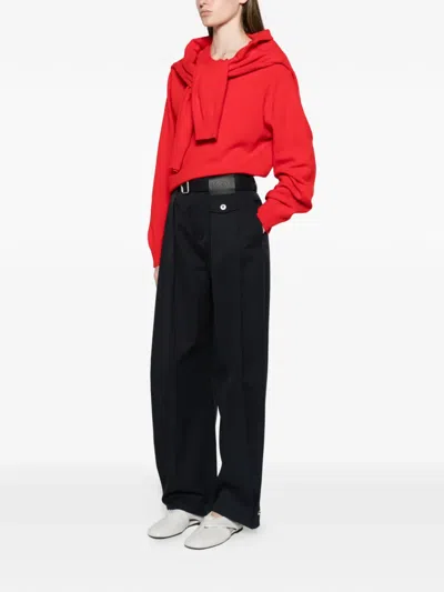 Loewe Trousers In Cotton And Silk In Black