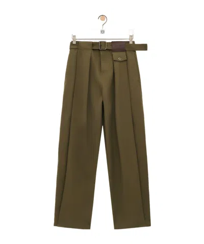 Loewe Trousers In Cotton And Silk In Green