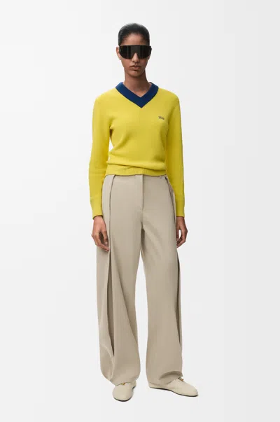 Loewe Trousers In Cotton And Silk In Nude