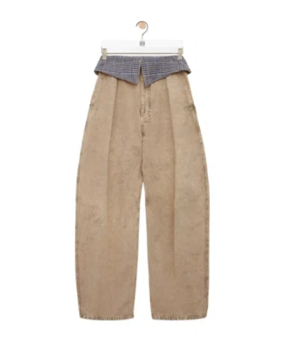 Loewe Trousers In Cotton In Brown