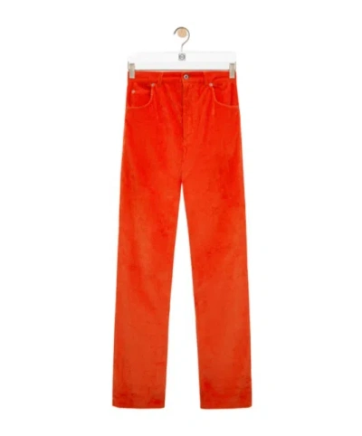 Loewe Straight-leg Cotton-corduroy Trousers In Orange