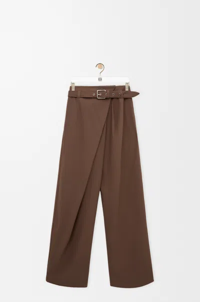 Loewe Trousers In Cotton Size:34 For Woman In Brown