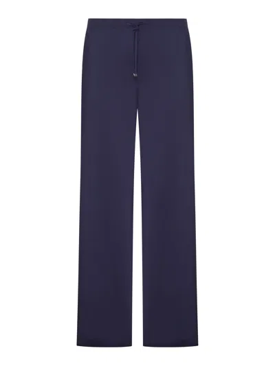 Loewe Trousers In Lightweight Textured Cotton Poplin Blend In Blue
