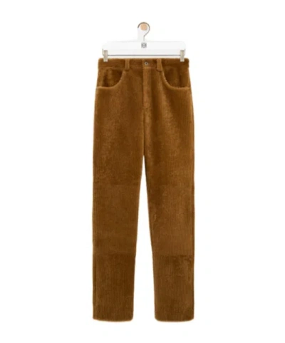 Loewe Trousers In Shearling In Brown