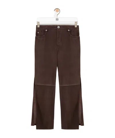 Loewe Trousers In Suede Goatskin In Brown