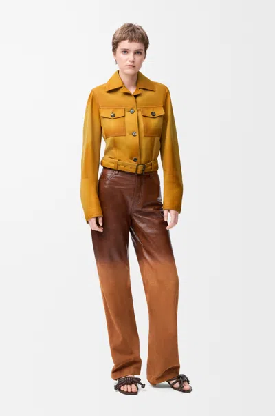 Loewe Trousers In Suede Lambskin Size:38 For Woman In Brown