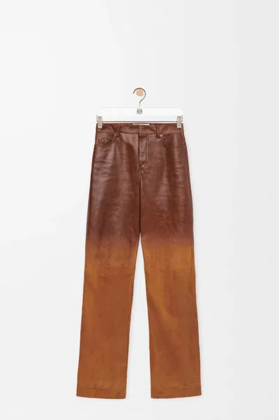 Loewe Lambskin-suede Straight Trousers In Brown