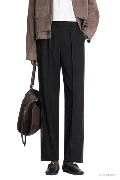 Loewe Trousers In Viscose And Wool Blend In Black