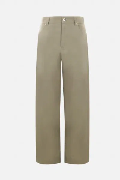 Loewe High-waist Cotton Trousers In Military Green