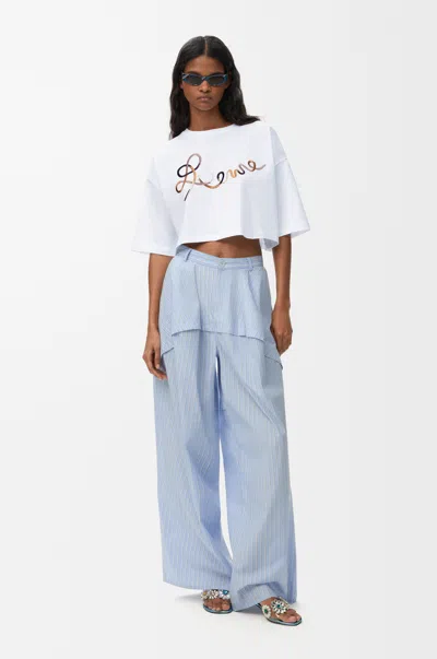 Loewe Cropped Fit T-shirt In Cotton Size:l For Woman In Blue