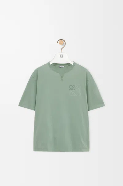 Loewe Logo-embroidered Cotton-jersey T-shirt In Green