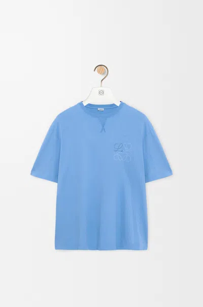 Loewe Logo-embroidered Cotton-jersey T-shirt In Blue