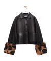 Loewe Fur-trim Leather Jacket In Black