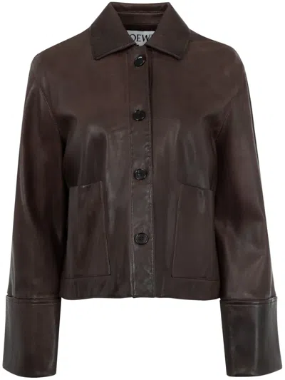 Loewe Turn-up Jacket In Brown