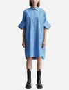 Loewe Shirt Dress With Folded Cuffs And Side Slits In Blue