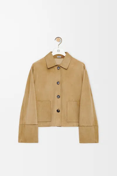 Loewe Long Sleeve Leather Jacket In Brown