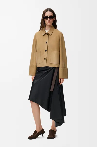 Loewe Turn-up Jacket In Suede Lambskin Size:44 For Woman In Gold