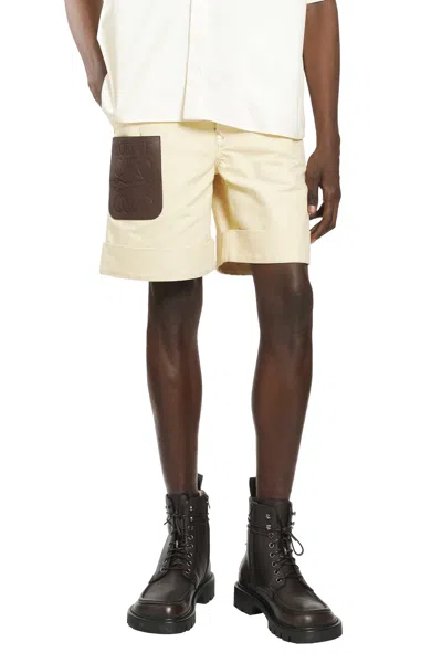 Loewe Turn-up Shorts In Cotton In Yellow