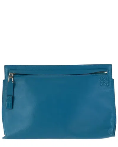 Pre-owned Loewe Turquoise Anagram Clutch Bag (authentic Pre-loved)