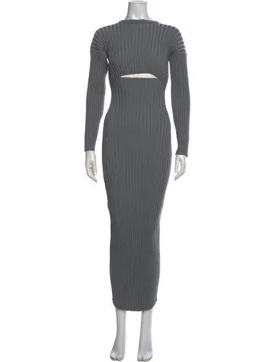 Pre-owned Loewe Turtleneck Long Dress In Gray
