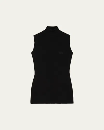 Loewe Turtleneck Sleeveless Knit Sweater In Black