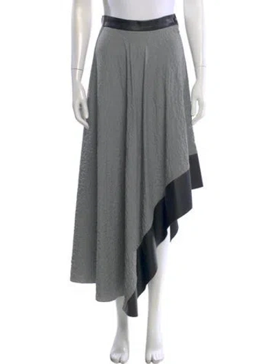 Pre-owned Loewe Tweed Pattern Midi Length Skirt In Black