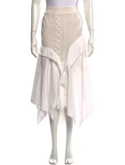 Pre-owned Loewe Tweed Pattern Midi Length Skirt In Neutrals