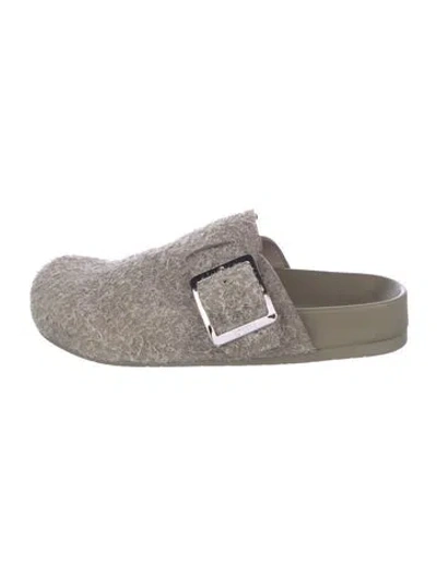 Pre-owned Loewe Tweed Pattern Mules In Gray