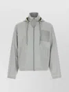 Loewe Twill Jacket With Hood And Drawstring In Gray