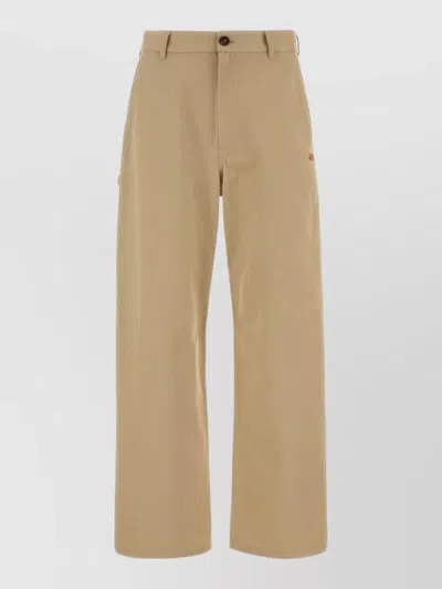Loewe Twill Pants Wide Leg Cargo Design In Neutral