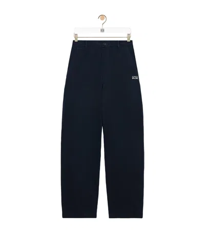 Loewe Twill Straight-leg Trousers In Blue