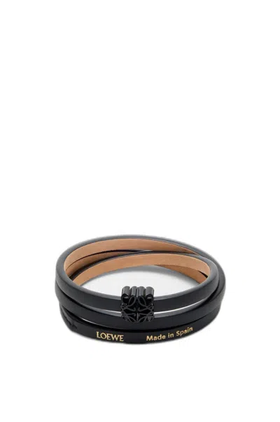 Loewe Twist Leather Bracelet In Neutral