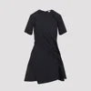 Loewe Mini Dress In Luxurious Polyester-silk Blend In Black