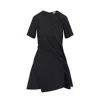 Loewe Mini Dress In Luxurious Polyester-silk Blend In Black