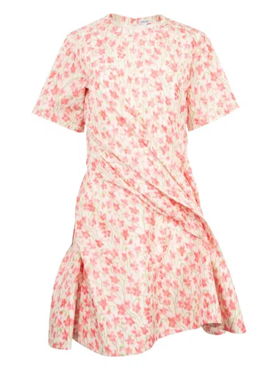 LOEWE TWISTED FLORAL-PRINT MINI DRESS