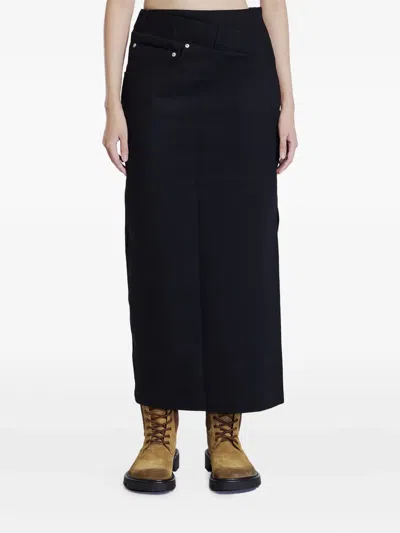 Loewe Deconstructed-designed Denim Midi Skirt In Black