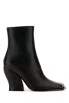 Loewe Two-tone Leather Onda Ankle Boots In Blackdarkbrown