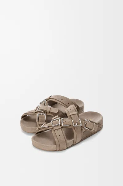 Loewe Type Fussbett Sandal In Suede Calfskin In Brown