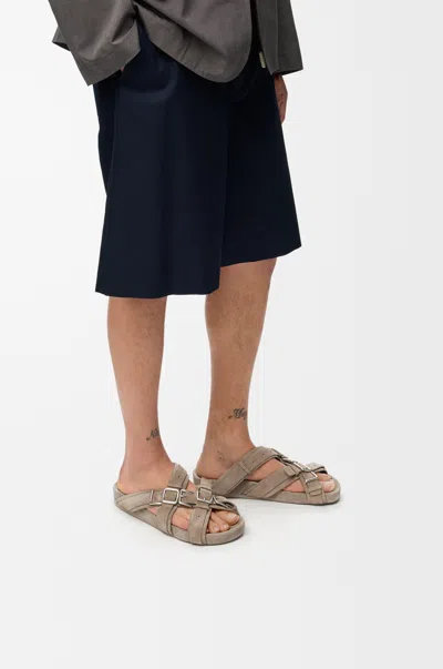 Loewe Type Fussbett Sandal In Suede Leather Skin Size: 46 For Man In Neutral