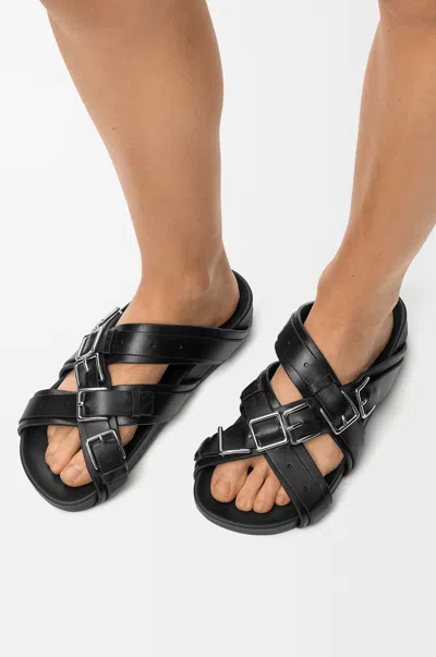 Loewe Type Fussbett Embellished Leather Sandal In Black