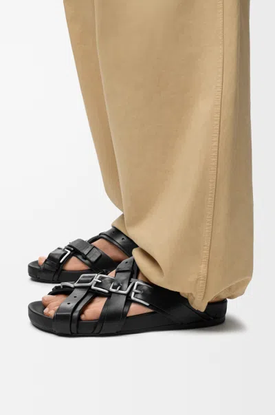 Loewe Type Fussbett Sandal In Vegetable-tanned Leather Skin Size: 46 For Man In Black