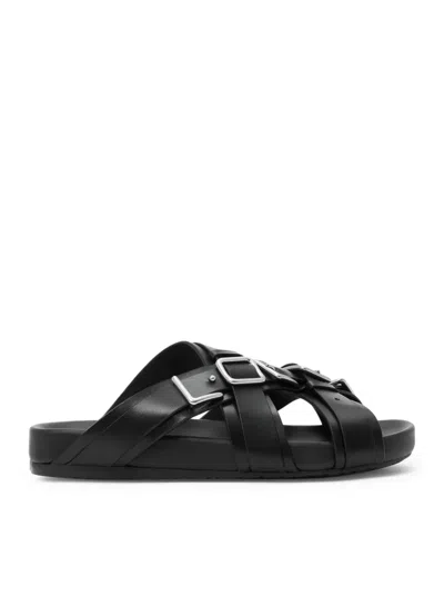 Loewe Type Sandals With Vegetable-tanned Calfskin Footbed In Black