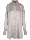 Loewe Unstructured Silk Shirtdress Dresses Grey In Neutral