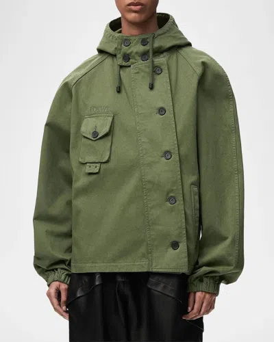 Loewe Utility Short Parka Jacket In Green