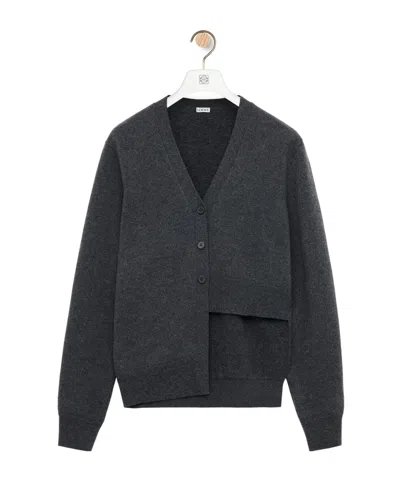 Loewe V-neck Asymmetric Cardigan In Gray