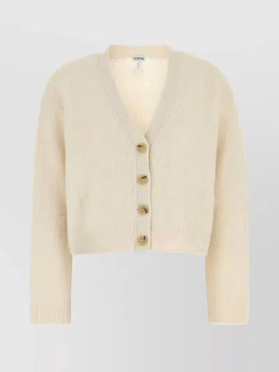 Loewe V-neck Cardigan Long Sleeves In White