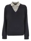 Loewe V-neck Long-sleeve Sweater In Blue