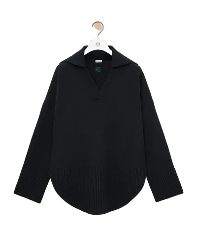 Loewe V-neck Long-sleeved Sweater In Black